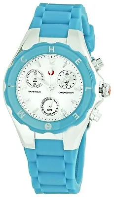 New Michele Tahitian Jelly Blue Turquoise Chronograph Watch-mww12d000004 • $208.04