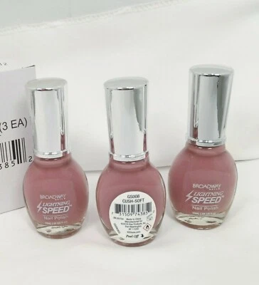 $5.20 • Buy Broadway (LOT OF 3) Lightning Speed Cush-Soft (Pink) GS008 Nail Polish NEW