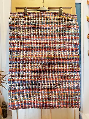 HEAVY DUTY HAND WOVEN INDIAN RUG 90cm X 60cm • £8.99