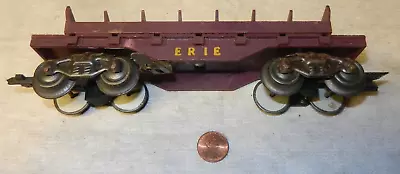 Marx Erie Maroon Log Dump Flatcar Yellow Lettering O Gauge 8 Wheel G Trucks TAP • $9