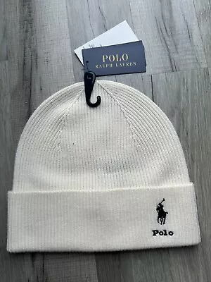 BNWT Polo Ralph Lauren Chic Cream Pony - Merino Wool Beanie Knitted Hat • £35