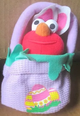 Sesame Street Plush ELMO Easter Basket Pop Up Puppet ~6  2000 Mattel F-P • $11.99