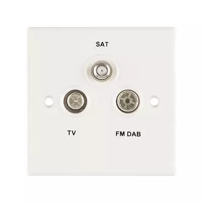 3 X Arlec Triplex TV FM/DAB Outlet & Female TV F-Type SAT Socket In White 7805GB • £8