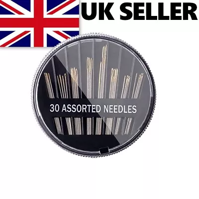 30 X Hand Sewing Needles EASY THREAD & ASSORTED SIZES SET - UK SELLER • £2.75