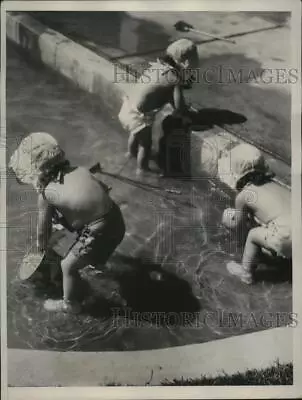 1936 Press Photo Yvonne Annette And Cecile Play In Wading Pool • $19.99