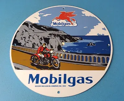 Vintage Mobilgas Gasoline Porcelain Mobil Oil Pegasus Motorcycle Service Sign • $135.37