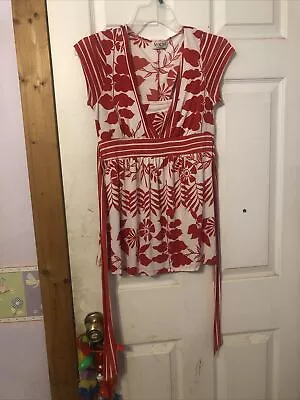 M.K.M Designs Red And White Y2k Tie Top Short Sleeve Womens Sz M Top Floral • $13