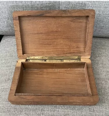 VINTAGE WOODEN  Carved CIGAR BOX • $28