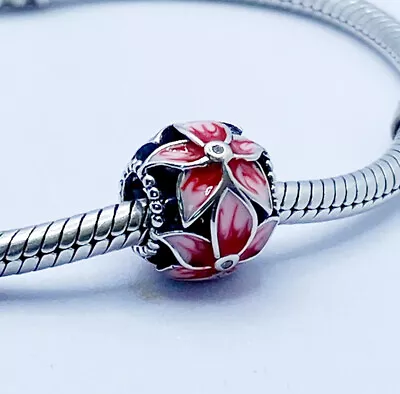 💖 Blooming Flower Orchid Charm Bead Floral Genuine 925 Sterling Silver 💖 • £15.95