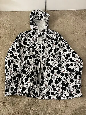 2024 Disney Parks Black And White Mickey Mouse Rain Jacket Size 1XL • $55
