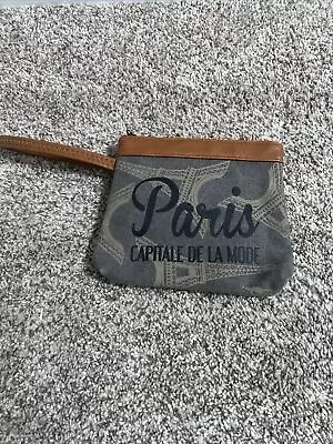 Paris Capitale De La Mode JULLIA.D Zipper Handle Eiffel Tower Pouch Purse FRANCE • $29.99