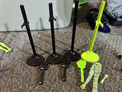 Lot Of 4 Monster High Girl Doll Stand With Brush Black And Green • $29.99