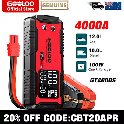 GOOLOO GT4000S Car Jump Starter Booster Jumper Power Bank 12V Battery Charger AU • $179.55