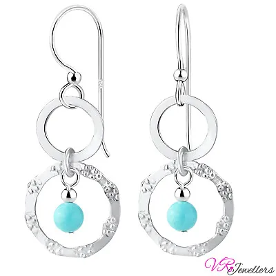 925 Chandelier Earrings Sterling Silver Geometric Drop Dangle Turquoise Handmade • £11.95