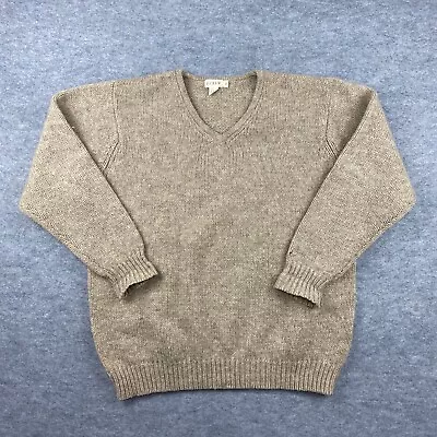 J Crew Sweater Adult Medium Beige Shetland Wool Knit V Neck Pullover Mens • $28.88