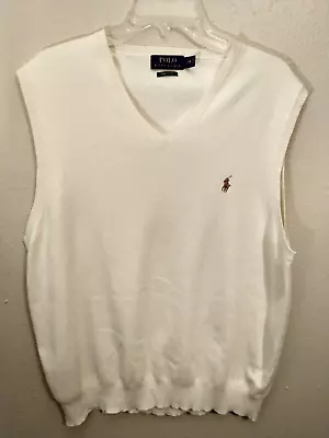 Polo Ralph Lauren Sweater Vest Men Sz 2XL XXL Off White Pima Cotton • $19.95