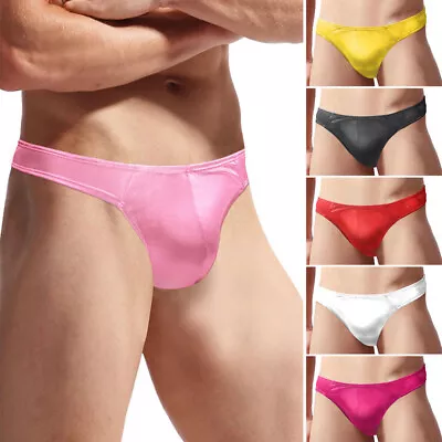 US Mens Silk Satin Low Rise Bikini Briefs G-String Thong Panties Underwear Sexy • $2.67