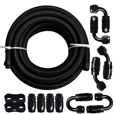 Nylon Braided Fuel Line -4AN-6AN-8AN-10AN- Oil/Gas/Fuel Hose End Fittings Kit • $39.99