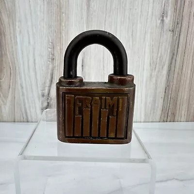 FRAIM SLAYMAKER FS Padlock Brass Old Vintage Embossed Lock - No Key • $19.95