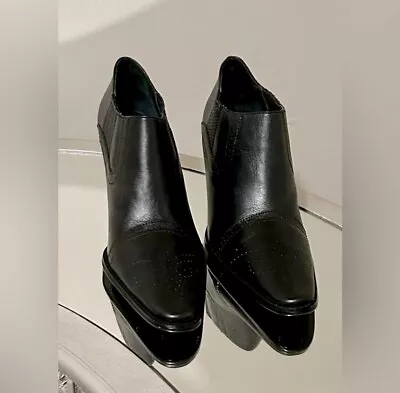 Women's Colin Stuart Black Leather Ankle Stiletto Booties Shoes Size 6 • $45