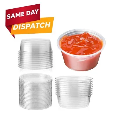 500 X Portion Pots Clear 4 Oz Chutney Cups & Lids For Takeaway Foods & Fruits • £24.39