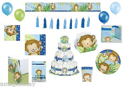 Blue Monkey Boy Baby Shower Decorations | Tableware • $2.37