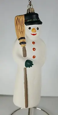 $42 • Buy Vaillancourt Glass Ornament American Snowman W/ Broom 7   Made In Germany