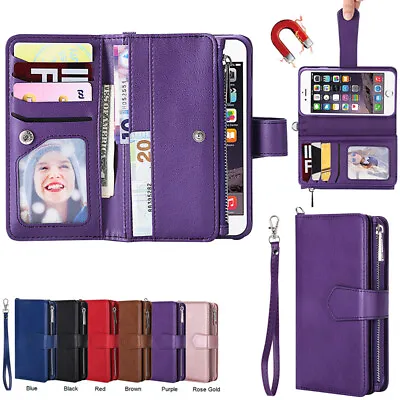 $19.68 • Buy For IPhone 13 12Pro XR 6 7 8 Removable Magnetic Leather Zipper Wallet Case Cover