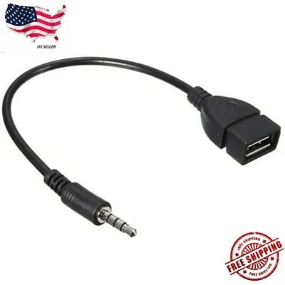 3.5mm Male Audio AUX Jack To USB 2.0 Type A Female OTG Converter Adapter Cable • $2.99