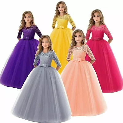 £4.88 • Buy Girl Flower Party Dresses Princess Wedding Bridesmaid Formal Gown Long Dress UK 