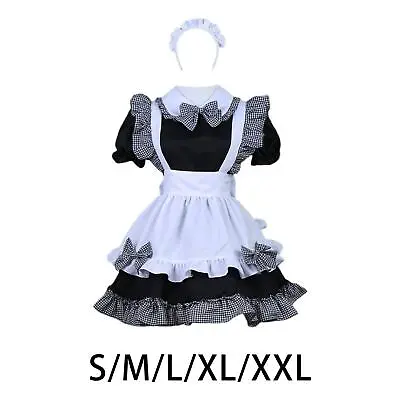 Maid Costume Women White Apron Dress Maid Dress Gothic Lolita Dresses • £19.82