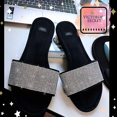 Victoria Secret Glitter Sandals.summer Flip Flop..Black & Silver. • $9