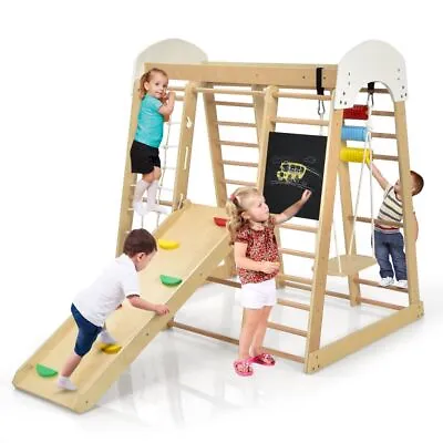 £259.99 • Buy 8 In 1 Climbing Toy Set Wooden Climber Playset With Slide Indoor Activity Center
