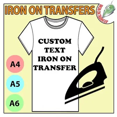 Personalised Custom Iron On T Shirt Transfer Quality Print Your Name Image Text • £2.55