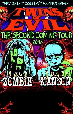 Marilyn Manson & Rob Zombie Twins Of Evil Tour Concert Poster The Second Coming • $15
