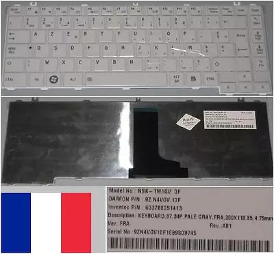 Keyboard AZERTY French Toshiba L600 L630 L640 NSK-TM1GV 9Z.N4VGV.10F White • $42.91