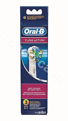 Braun 3 Brush Heads Toothbrushes Bristles Floss Action For Electric Oral B • $38.84