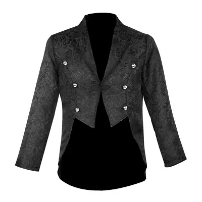 Men Medieval Jacquard Tailcoat Renaissance Swallowtail Coat Gothic Costume • $32.99