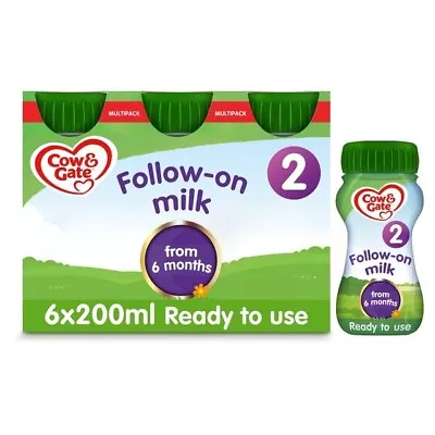 Cow & Gate 2 Follow On Baby Milk Formula Liquid 6-12 Months Multipack • £11.69