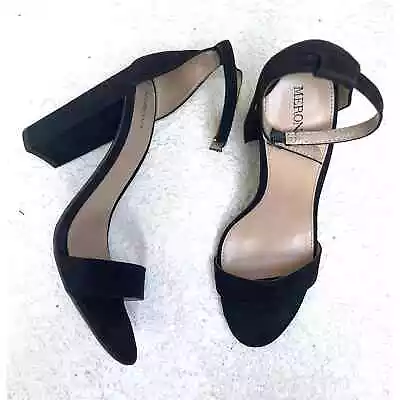 Merona Black Open Toe Sandal Shoe Suede Size 9 • $9.95