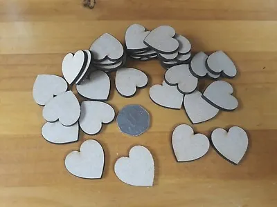 40x Wooden Heart Shapes Laser Cut MDF. Blank Embellishments Craft 30mm X 30mm • £3.99