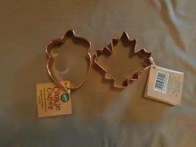 Lot 2 Wilton 2000 Copper Plated Cookie Cutters Maple Leaf Acorn Unused W/ Cards • $8.99