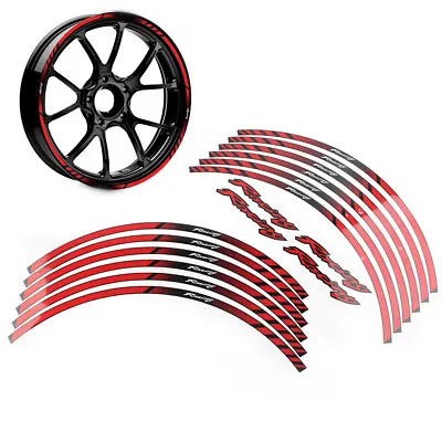 17  18  Motorcycle Wheel Decals Rim Stickers Tape Stripes Universal Red • $15.45