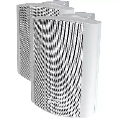 NEW (2) 5.25  70V Outdoor White Speaker Pair.Wall Mount Weather Resistant.Patio. • $99.99