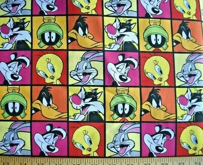 $6.95 • Buy Looney Tunes  Character Patches  100% Cotton Fabric  By The 1/2 Yard