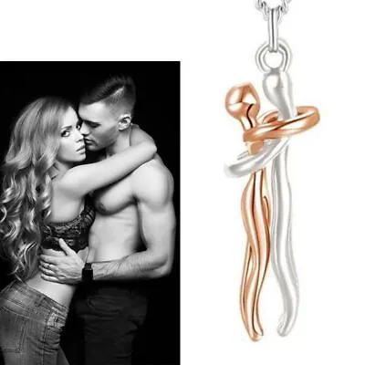 Love Style Necklace Couple Hugging Pendant Together Forever Lovers Necklace • £2.77