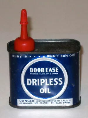 Vintage 1944 DOOR-EASE DRIPLESS OIL Advertising Tin Can! Rare 4 Oz. Handy Oiler! • $18.99