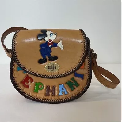 Rare Handmade Leather Handbag “Stephanie” Mickey Mouse & Cabbage Patch • $18.50