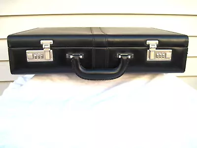 Vintage Samsonite Executive Black Leather Hard Attache Brief Case Combo Lock • $55.99