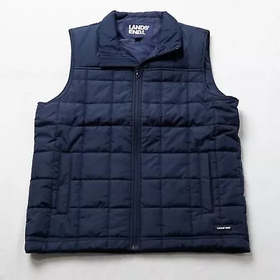 Land's End Mens Puffer Vest Insulated Jacket SG1 Radiant Navy Medium (38-40) NWT • $29.99